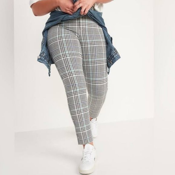 Old Navy Pants - Old Navy Pants Pixie High Rise Slim Ankle Academia Plaid Preppy Stretch 20